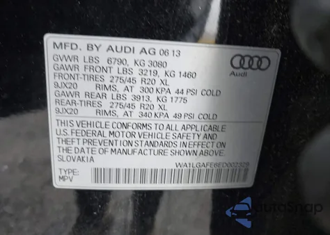 2014 Audi Q7 3.0T Premium z USA, uszkodzony, nr VIN WA1LGAFE6ED002329